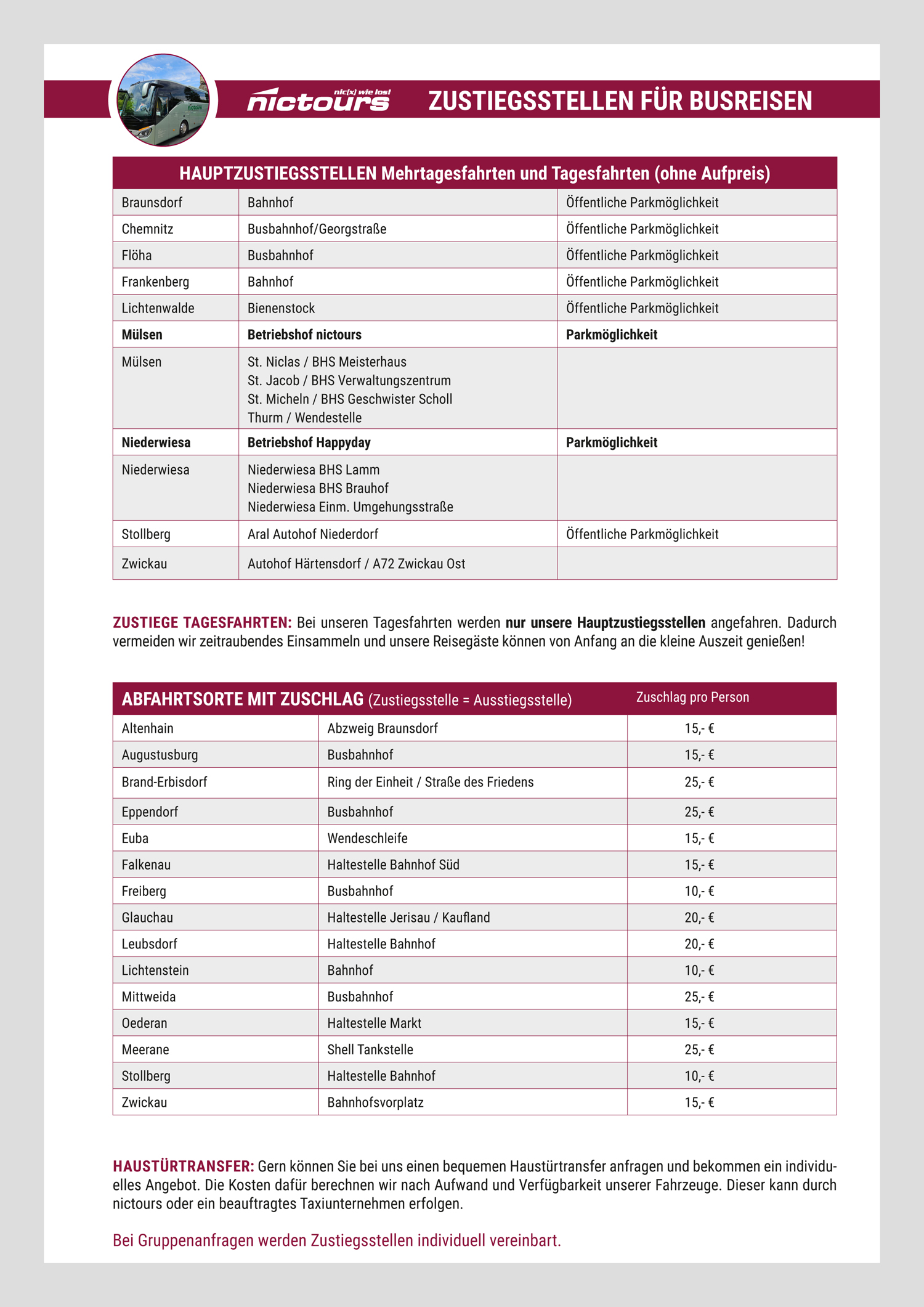 zustiegsstellen nictours happyday 2025
