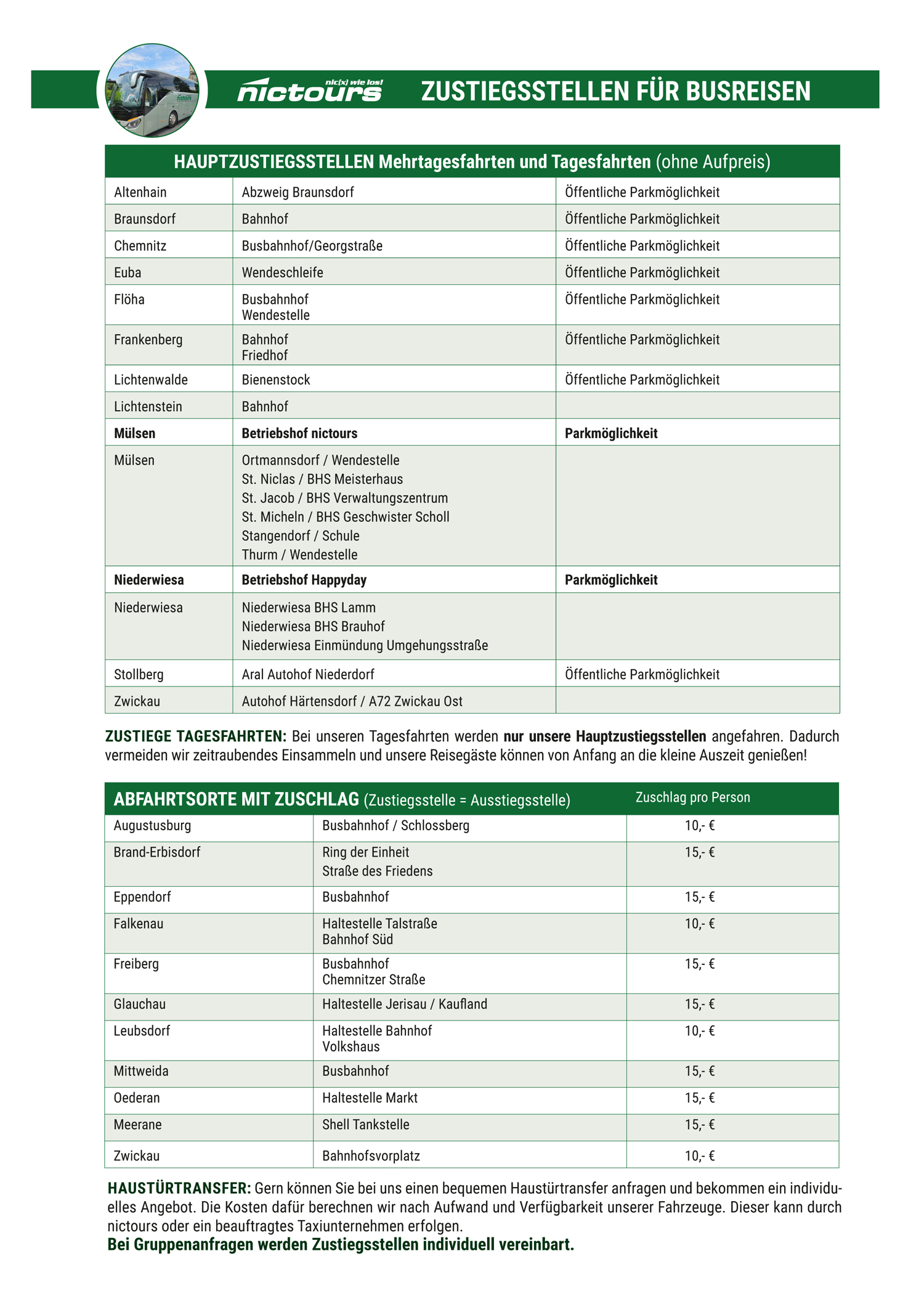zustiegsstellen nictours happyday 2025